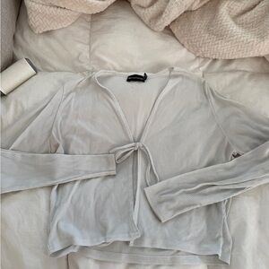 PrettyLittleThing Cream Tie-Front Blouse